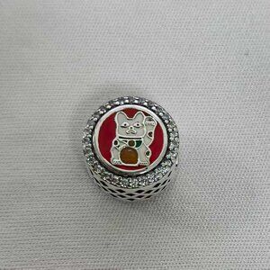 Pandora Double-sided Lucky Cat wealth Bead Charm, S925 Silver Jewelry
